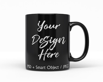 Schwarze Kaffeetasse Mockup: 11oz & 15oz Sublimationsvorlage (Digitaler Download)