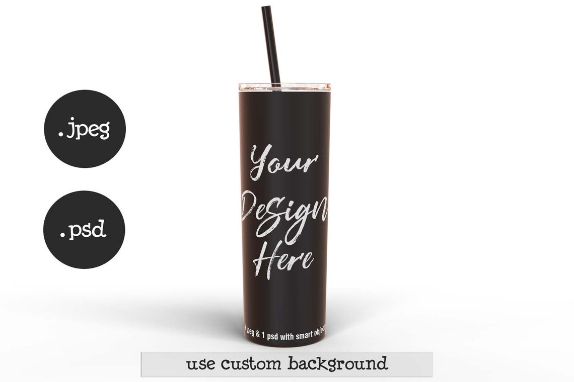 Skinny Tumbler Mockup Matte Black Tumbler Template 20oz Etsy