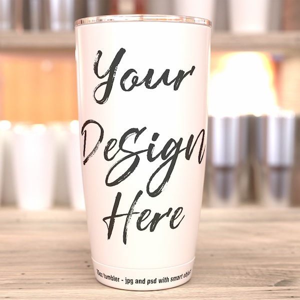 White 20oz Tumbler Mockup: Travel Flask, Decal Template (Digital Download)