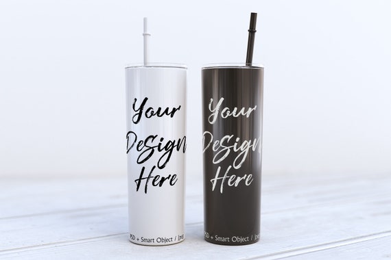 2 Skinny Tumblers Mockup Black And White Mockup Tumbler Etsy