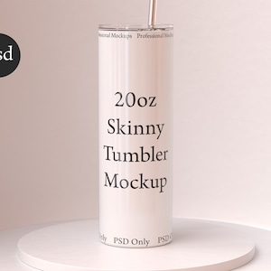 White Skinny Tumbler Mockup: Decal Template (Digital Download)