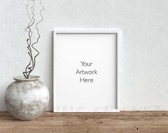 8x10 16x20 portrait frame mockup, white frame on shelf, portrait 16x20 frame, product mockup, rustic Print Background DIGITAL DOWNLOAD