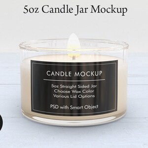 5oz Straight Sided Jar Candle Mockup - Photoshop product mockup with smart object PSD only -  DIGITAL DOWNLOAD