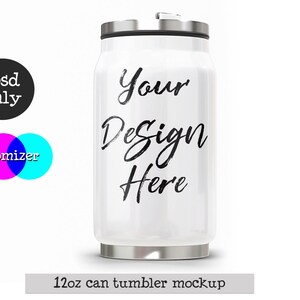 12oz can tumbler photoshop mockup, custom tumbler mock up, tumbler template, travel flask mockup, decal mockup color DIGITAL DOWNLOAD