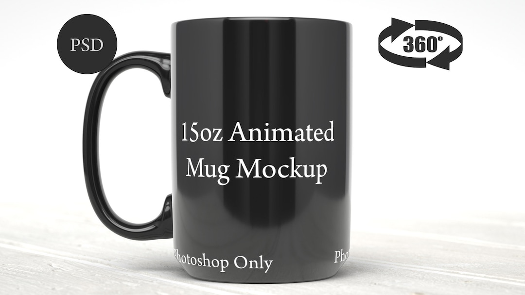 15oz Black Mug Animation Mockup: Spinning Video (digital Download) - Etsy