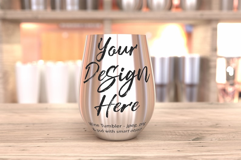 Download Wine tumbler mockup steel tumbler template stemless wine | Etsy