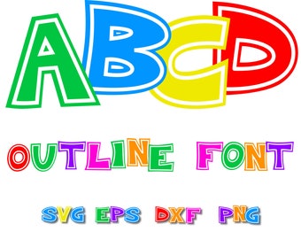 Outline Font SVG, Outline Alphabet Svg, outline letters svg,  outline numbers svg, cricut, font clipart, colorful font DIGITAL DOWNLOAD