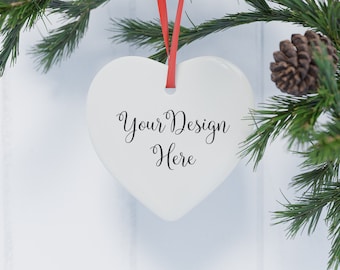 Heart Christmas Ornament Mockup: Custom Background (Digital Download)