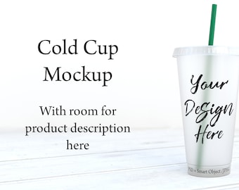 Venti Cold Cup Mockup: Styled Iced Coffee Photo (PSD, JPEG Digital Download)