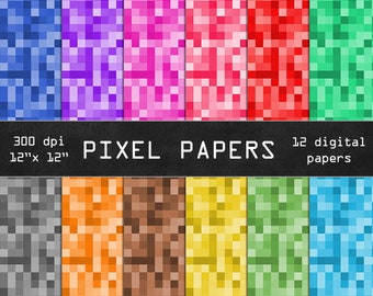 pixel digital paper, pixel scrapbooking paper, pixel digital downloads, pixelated texture, pixel paper DIGITAL DOWNLOAD