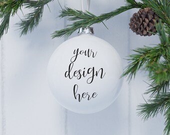 Christmas Bauble Mockup: Custom Text & Background (Digital Download)