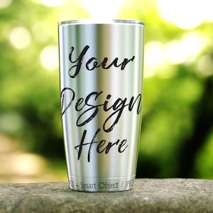 Steel tumbler mockup, tumbler template, 20oz, travel flask mockup, decal mockup, cup mockup, outdoor, smart object  DIGITAL DOWNLOAD