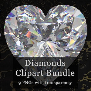 High quality diamond clipart set, bundle of 9 high res PNGs with transparent backgrounds, bridal shower & wedding clipart images DOWNLOAD