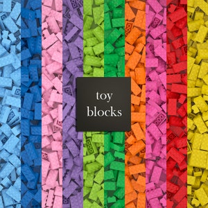 11 Toy blocks digital papers, toy brick papers, 12&quot; x 12&quot; paper & 8.5&quot; x 11&quot; digital papers, building bricks digital papers DIGITAL DOWNLOAD