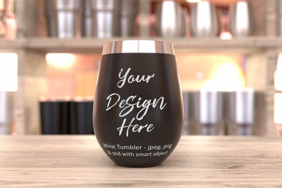 Download Wine Tumbler Mockup Black Tumbler Template Stemless Wine Etsy