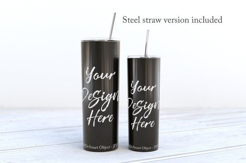 Download 20oz and 30oz Black skinny tumblers mockup tumbler template | Etsy