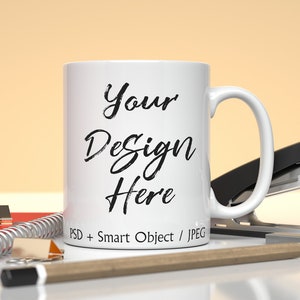 11oz white mug mockup, office mug mockup, PSD smart object, desk mug mockup office, sublimation mockup, decal, styled stock DIGITAL DOWNLOAD