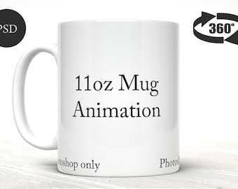 11oz white mug animation, mug video, spinning mug mock up, animated mug mockup dye sublimation turntable DIGITAL DOWNLOAD