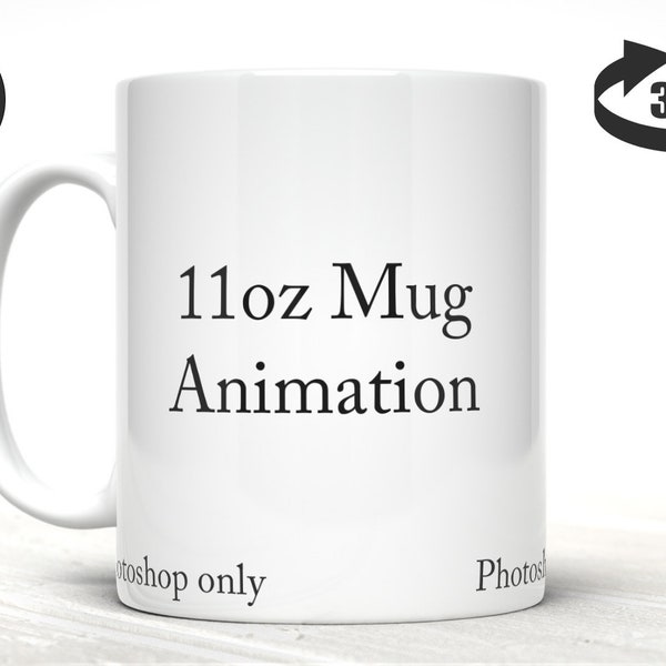 11oz white mug animation, mug video, spinning mug mock up, animated mug mockup dye sublimation turntable DIGITAL DOWNLOAD