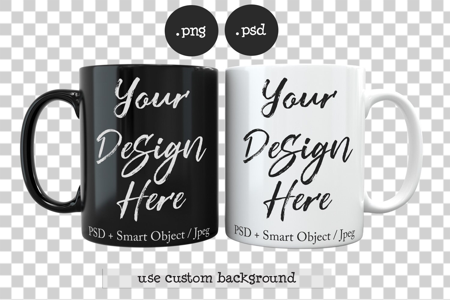 Download Black and white mug mockup transparent PSD smart object | Etsy