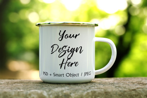 Download 10oz Camping Mug Mockup 10oz Enamel Mug Mockup Psd Smart Etsy