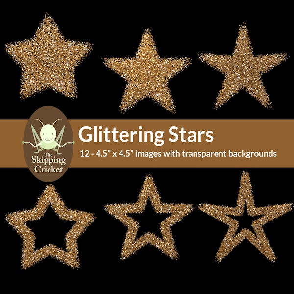 12 glittering gold stars clip art - bright sparkling stars, shiny stars clip art, gold stars clip art, christmas stars  INSTANT DOWNLOAD