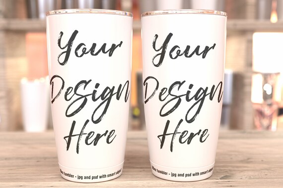Download Two White Tumblers Mockup Tumbler Template 20oz Travel Etsy