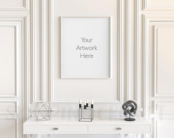 16 x 20 frame mockup, poster frame mockup,white panelled room, 24 x 30 empty frame, print background, Digital Background, INSTANT DOWNLOAD