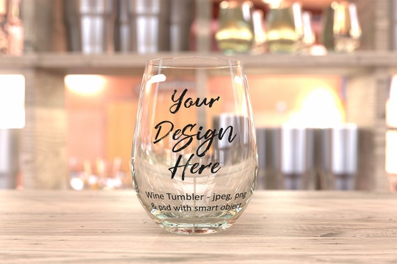 Download Stemless Wine Glass Mockup Glass Tumbler Template Empty Wine Etsy