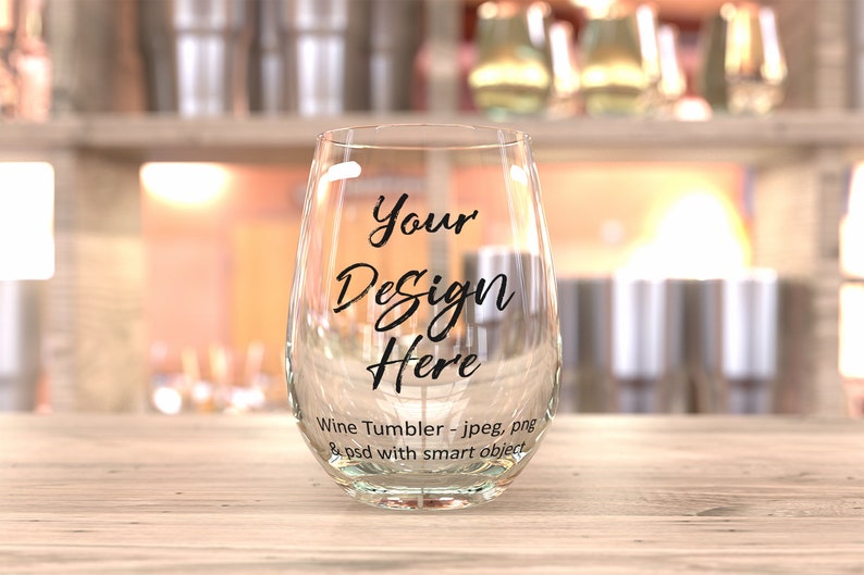 Stemless wine glass mockup glass tumbler template empty wine Etsy