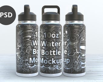 Maqueta de botella de agua/vaso de 18 oz (PSD): Plantilla de grabado láser (descarga digital)
