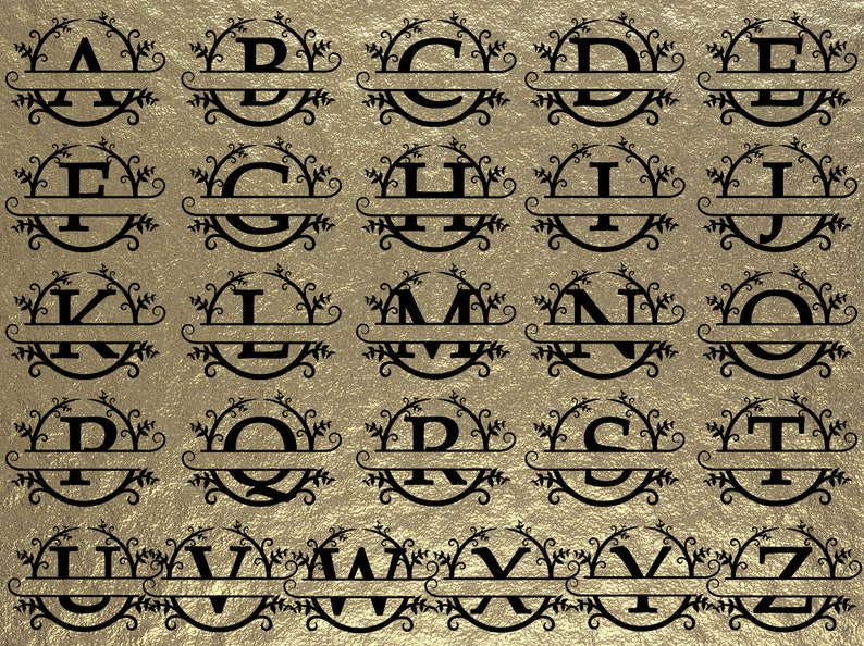 Download Split monogram alphabet svg letters A Z circle circular | Etsy