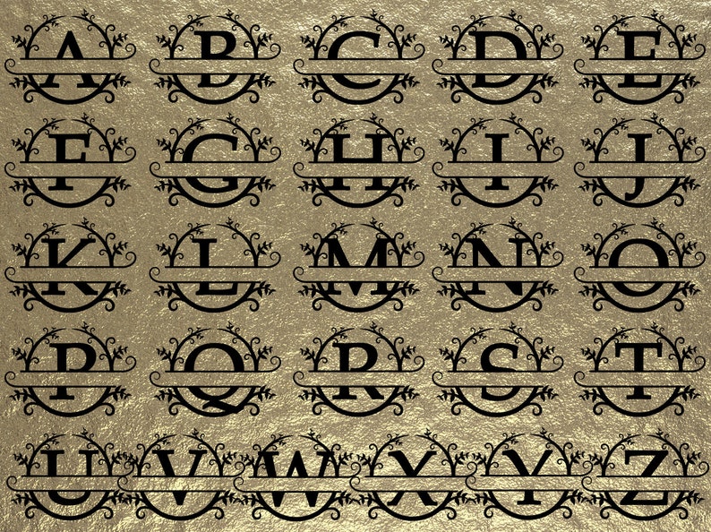 Download Split monogram alphabet svg letters A Z circle circular | Etsy