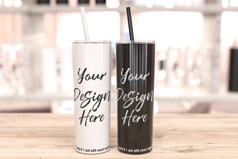 Download 2 Skinny tumblers mockup black and white mockup tumbler | Etsy