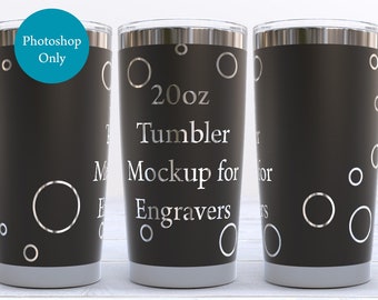 20oz Skinny Tumbler Mockup PSD: Laser Engravers (Digital Download)