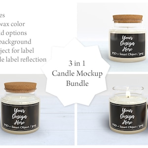 Apothecary Jar Candle Mockup Bundle - Photoshop product mockup with smart object PSD only -  DIGITAL DOWNLOAD