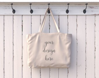 Farmhouse Style Beige Canvas Tote Bag Mockup, Canvas Bag Mockup, Bags Mockup, Mock Up, Hanging Tote, Dye Sublimation DIGITAL DOWNLOAD