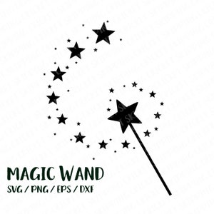 Baguette magique svg, magie, baguette, fichier coupé, png, sticker, camée, clipart cricut, silhouette, baguette de magicien, faire un vœu, svg, TÉLÉCHARGEMENT NUMÉRIQUE dxf