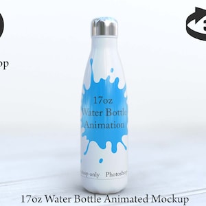 Maquette animée de bouteille d&#39;eau à sublimation thermique de 17 oz, vidéo 360, animation, boucle sans couture TÉLÉCHARGEMENT NUMÉRIQUE
