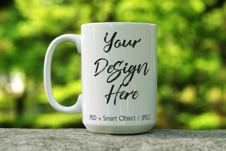 Download White coffee mug mockup outdoors 15oz coffee cup mock up | Etsy