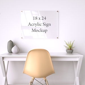 Acrylic sign mockup, 18x24 mockup, clear, perspex, jpeg,  plan mockup, landscape DIGITAL DOWNLOAD