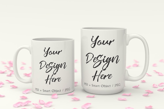 Two White Coffee Mug Mockup 11oz And 15oz Mug Mockup Etsy