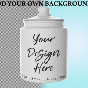 White cookie jar mockup, smart object jar template, canister mockup, dye sublimination decal mockup, transparent background DIGITAL DOWNLOAD