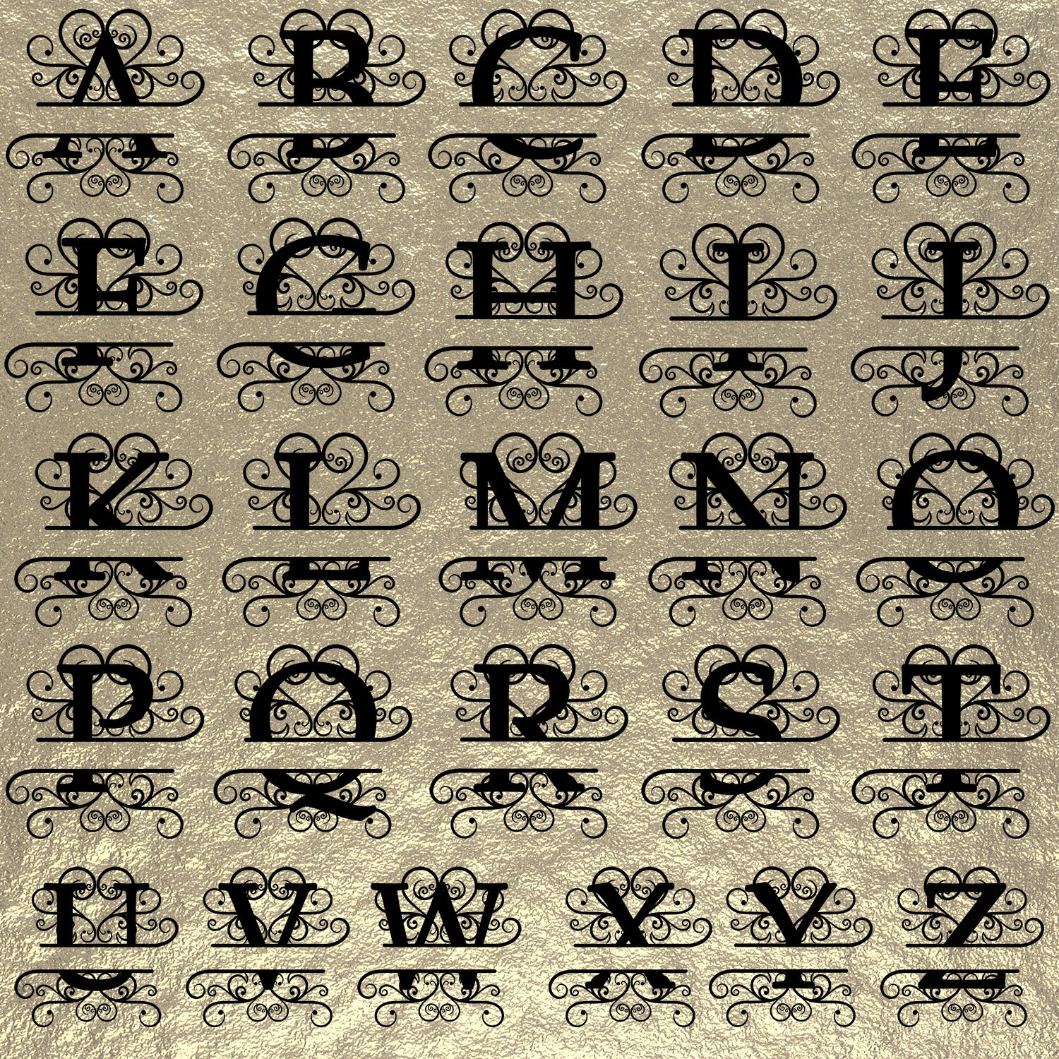 Download Split monogram alphabet svg letters A Z split monogram | Etsy