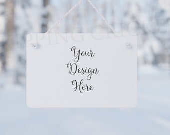 Maqueta de adorno navideño: Rectángulo blanco, diseño personalizado (Descarga digital)
