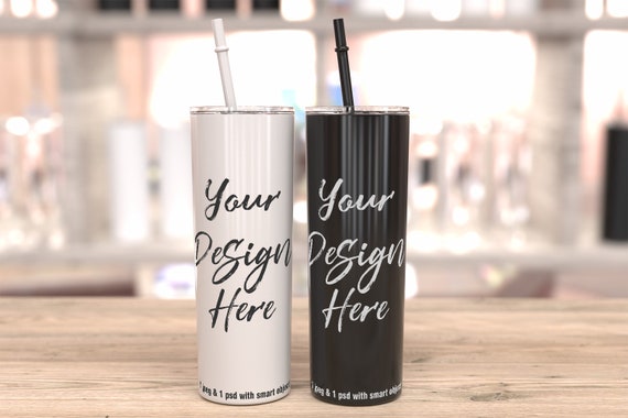 2 Skinny Tumblers Mockup Black And White Mockup Tumbler Etsy