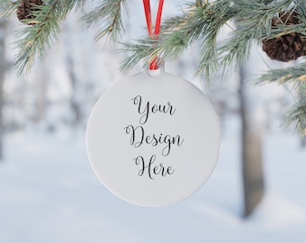 Christmas Ornament Mockup: White Round PNG Template (Digital Download)