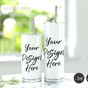 15oz and 20oz White skinny tumblers mockup, tumbler template, travel flask mockup, decal mockup, cup mockup, beaker DIGITAL DOWNLOAD