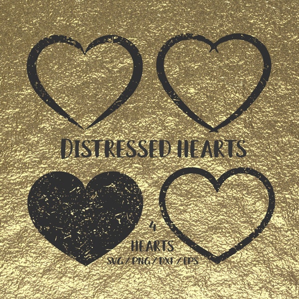 Bedroefd hart svg, bedroefd hart snijden bestand met versleten harten svg, bedroefd hart png, cricut lettertype clipart, grunge heart digitale downloaden