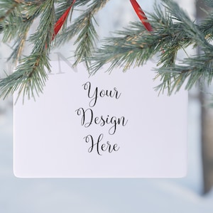 White rectangle christmas ornament mockup, ed white or clear, custom background and text, christmas template, transparent Digital Download